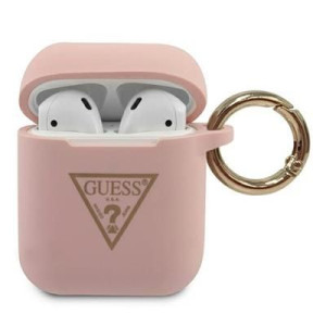 Guess Guaca2lstlpi Airpods Cover Różowy/pink Silicone Triangle Logo