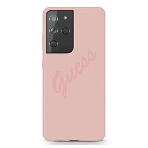 Guess Guhcs21llsvspi S21 Ultra G998 Różowy/pink Hardcase Script Vintage