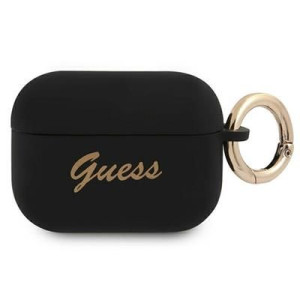 Guess Guapsssk Airpods Pro Cover Czarny/black Silicone Vintage Script