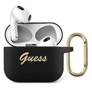 Guess Gua3sssk Airpods 3 Cover Czarny/black Silicone Vintage Script