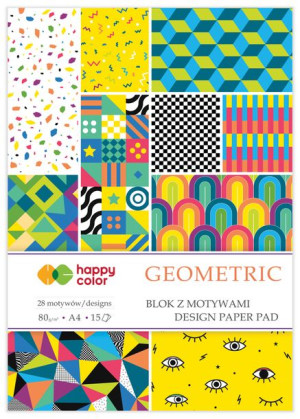 Blok A4 Geometric 28 Motywów /15Ark/ Happy Color 80G/M2
