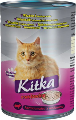 Kitka Karma Dla Kota Mokra Z Wołowiną Puszka 415g