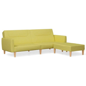 2-osobowa sofa z podnóżkiem, zielona, tapicerowana tkaniną