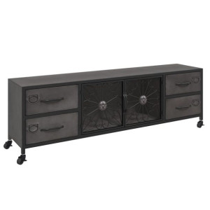 Szafka pod telewizor, srebrna, 110x30x40 cm, żelazna