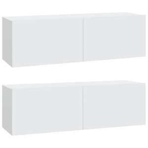 Szafki ścienne pod TV, 2 szt., białe, 100x30x30 cm