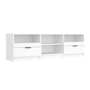 Szafka pod TV, biała, 150x33,5x45 cm, materiał drewnopochodny