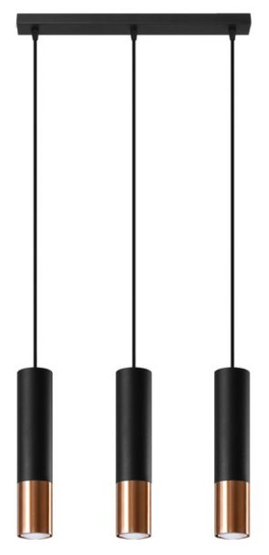  Lampa Wisząca Loopez 3L Czarny/Miedź Marki Sollux Lighting Model Sl.0948
