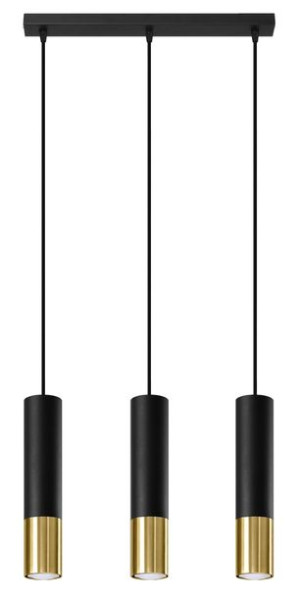  Lampa Wisząca Loopez 3L Czarny/Złoty Marki Sollux Lighting Model Sl.0954