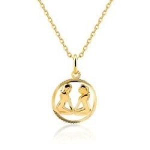 Złota zawieszka ZNAK zodiaku BLIŹNIĘTA próba 585