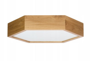 Lampa sufitowa LEJA heksagon fi375 DĄB nowoczesna drewniana