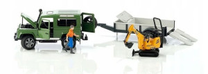 Bruder 02593 Land Rover Z Przyczepą I Koparką Jcb