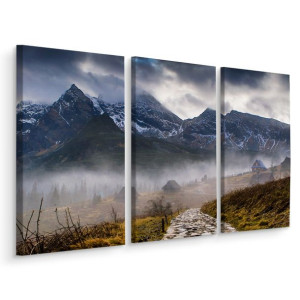 Obraz Tryptyk KRAJOBRAZ Górski We Mgle Tatry Natura Efekt 3D 120x80