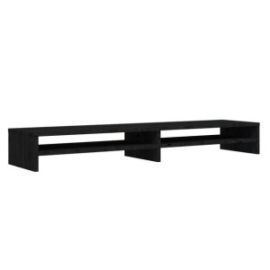 Podstawka na monitor, czarna, 100x24x13 cm, lite drewno sosnowe