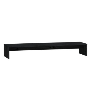 Podstawka na monitor, czarna, 100x27x15 cm, lite drewno sosnowe
