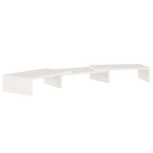 Podstawka na monitor, biała, 80x24x10,5 cm, lite drewno sosnowe