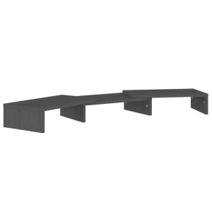 Podstawka na monitor, szara, 80x24x10,5 cm, lite drewno sosnowe