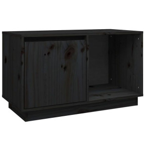 Szafka pod TV, czarna, 74x35x44 cm, lite drewno sosnowe