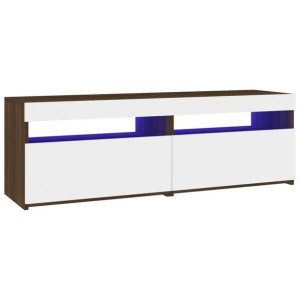 Szafki pod TV z LED, 2 szt., brązowy dąb, 60x35x40 cm