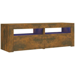 Szafka pod TV z oświetleniem LED, przydymiony dąb, 120x35x40 cm