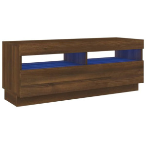 Szafka pod TV z oświetleniem LED, brązowy dąb, 100x35x40 cm
