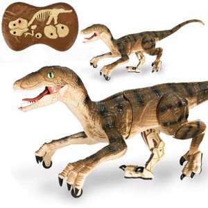 Ogromny Dinozaur Velociraptor Chodzi Ryczy Świeci