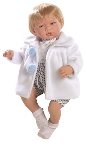 MG563 Lalka hiszpańska chłopczyk Adrian w białym płaszczyku  - 46 cm