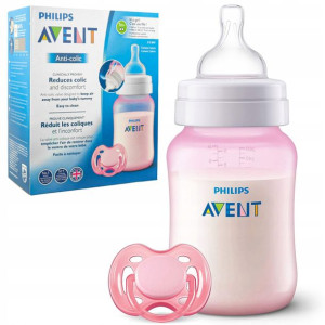 Butelka + Smoczek Avent Scd809/02 Antykolkowa 1m+