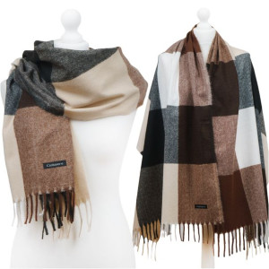 Duży ciepły szal w kratę - COZYCRAVAT