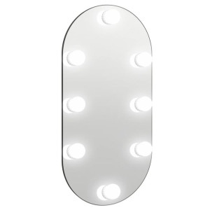 Lustro z lampami LED, 60x30 cm, szklane, owalne