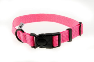 Obroża z taśmy 20 mm neonowy róż 25-35 cm