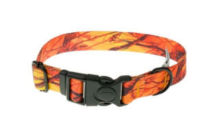 Obroża z taśmy 20 mm pomarańczowy kamuflaż 25-35 cm
