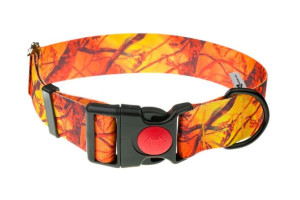 Obroża z taśmy 40 mm pomarańczowy kamuflaż 39-61 cm
