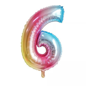 Balon Cyfra Numer 6 Urodziny Rocznica Duża 75 Cm Tęczowy