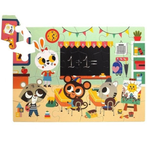 Petit Monkey - Maxi Puzzle Wesołe Zwierzęta - Szkoła