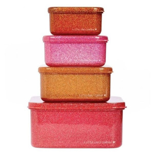 A Little Lovely Company - 4 Lśniące Lunchboxy Śniadaniówki Pink