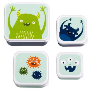 A Little Lovely Company - 4 Lśniące Lunchboxy Śniadaniówki Monsters
