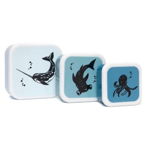 Petit Monkey - 3 Śniadaniówki Lunchboxy Deep Blue