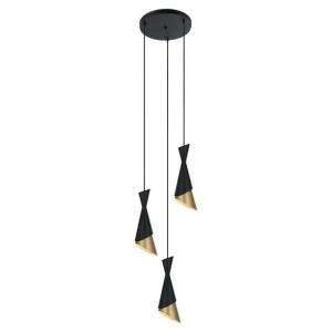 Lampa Wisząca Italux Malia Led Nowoczesna Czarna  Pnd-85949-3 Bk+Gd