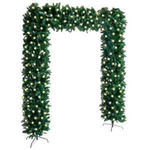 Świąteczny łuk z lampkami LED, zielony, 240 cm