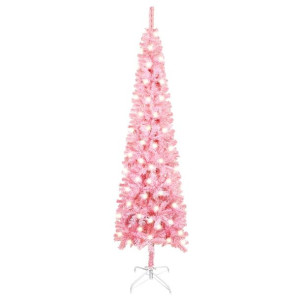Smukła choinka z lampkami LED, różowa, 120 cm
