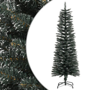 Sztuczna, smukła choinka ze stojakiem, zielona, 120 cm, PVC