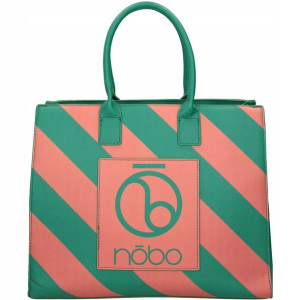NOBO duża damska torba shopper zielono-różowe pasy