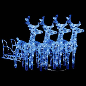 Dekoracja świąteczna – renifery z saniami, 240 LED, akrylowa