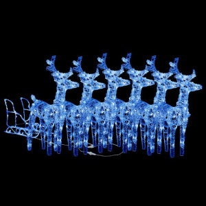 Dekoracja świąteczna – renifery z saniami, 320 LED, akrylowa