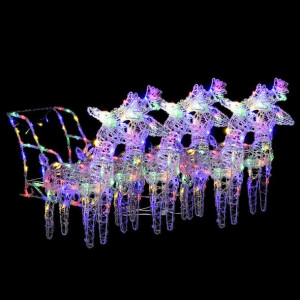 Dekoracja świąteczna – renifery z saniami, 320 LED, akrylowa