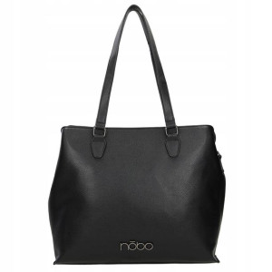 NOBO duża trzykomorowa czarna damska torba shopper