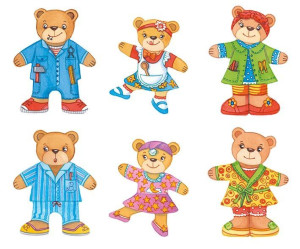 Puzzle drewniane ubierz misie