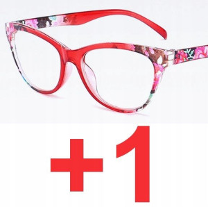 Okulary do czytania kocie damskie CZERWONE +1