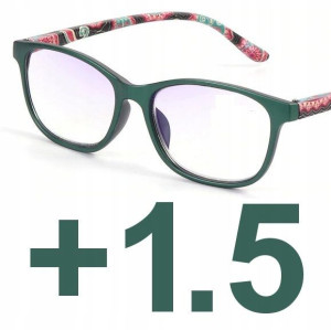 Okulary do czytania kocie damskie ZIELONE +1.5