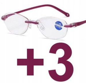 OKULARY DO KOMPUTERA czytania damskie +3 purpura